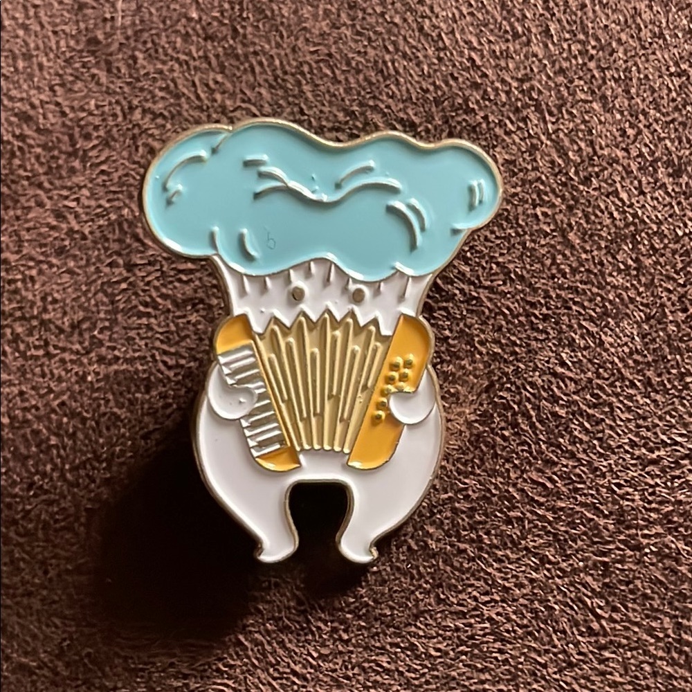 Cute Mushroom Cloud Enamel Pin Playing Accordion Squeeze Box